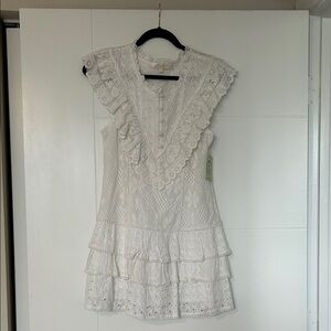 LoveShackFancy White Ruffled Mini Dress